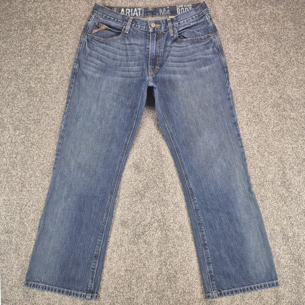 Ariat M4 Low Rise Boot Cut Jeans Mens 33x30 Blue Relaxed Fit Denim Western